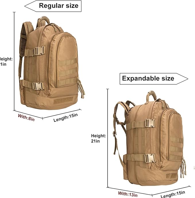 Greencity Laptop Backpacks Tactical 3 Day Expandable Bug Out Bag Classic Case Travel HikingCoyote