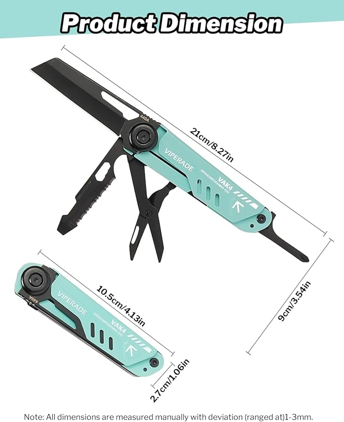 VIPERADE VAK4 Multitool Pocket Knife for Men Multifunctional 21-in-1 Multitool Pocket Knife with Pouch Outdoor Camping Survival and Everyday Use (K4-Blue)