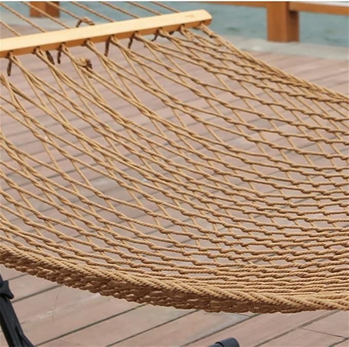 Portable Hammock Portable Cotton Mesh Wooden Hammock Swing Chair Thick Canvas Anti-Roll Hammocks for Backpacking Beach (Size : S)