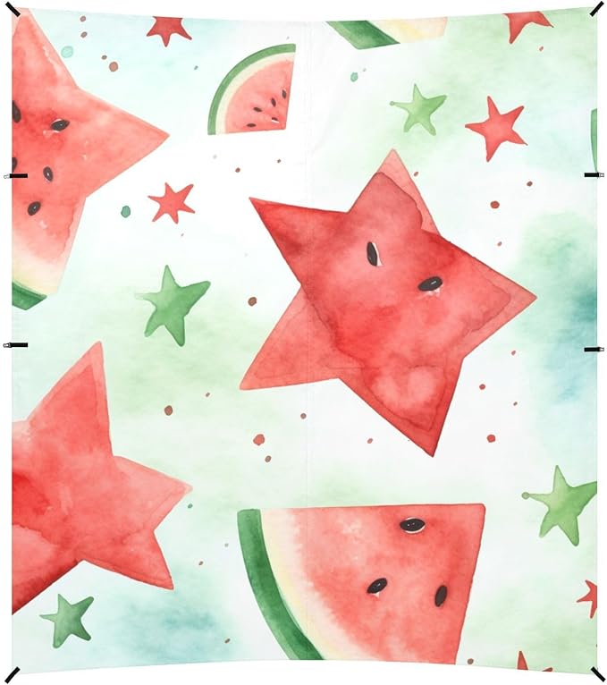 ALAZA Watercolor Watermelon Star Beach Tent Sun Shelter Portable Canopy Sunshade for Outdoor Camping Picnics Backyard Fun 10x9 ft