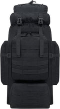 80L Hiking Backpack Men Camping Backpack Waterproof MOLLE Military Tactical Rucksack Large Capacity Assault Pack for Outdoor Survival Trekking Travel (Black)