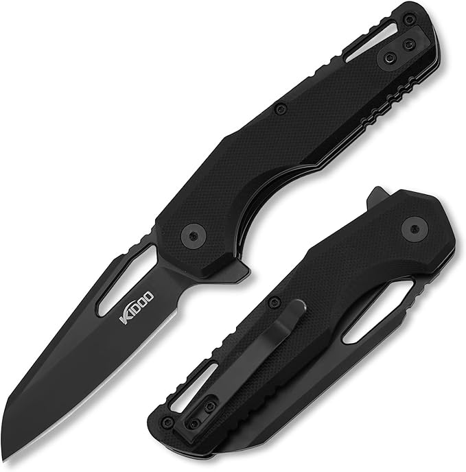KIDOO Folding Pocket Knife 2.83 5CR15 Stainless Steel Blade G10Handle with Clip - EDC Knife for Hunting Camping Hiking Tactical Survival Present for Men Dad Women (Drop Point)