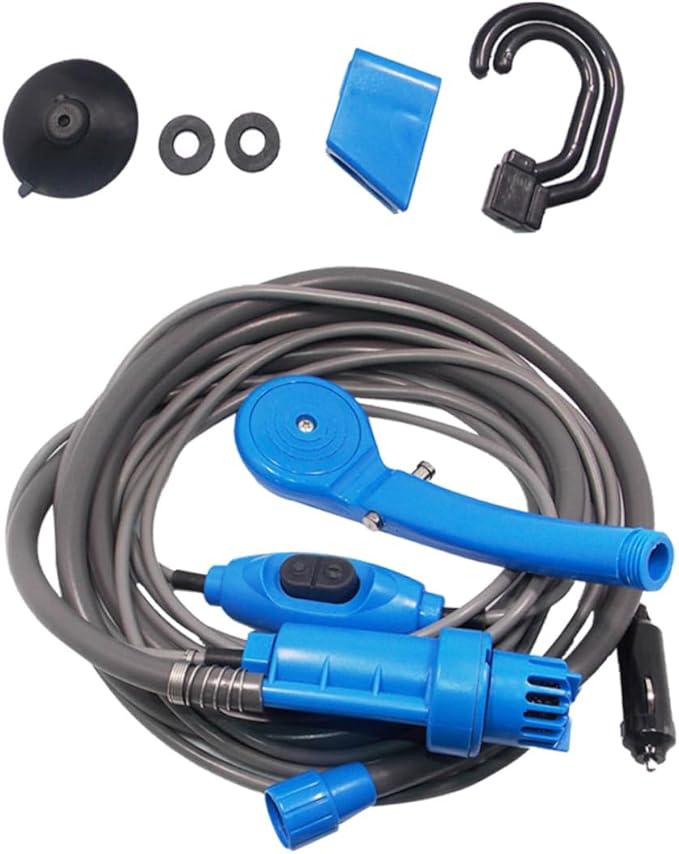 12v Portable Outdoor Camping Shower Set 5m Dc Cable Electric Pump Pet/car Wash Ideal for Travel Beach