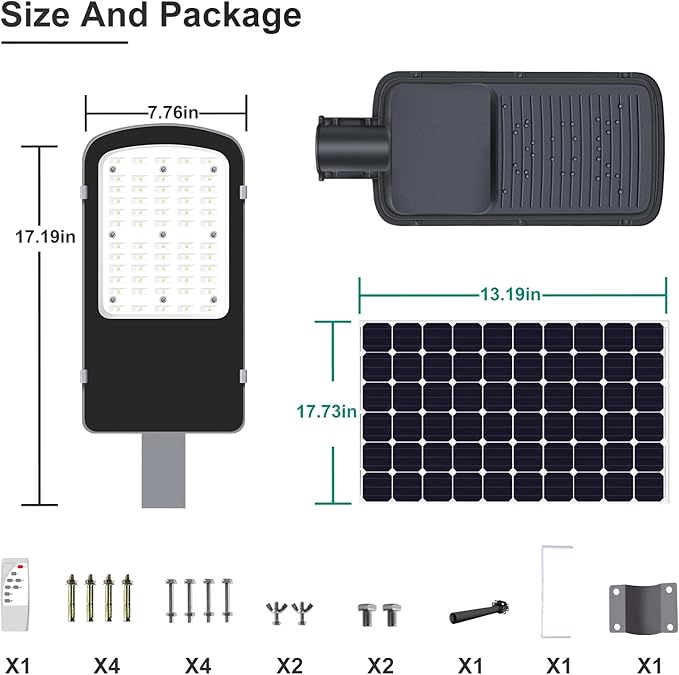 Gebosun 100W LED Solar Street Lights Outdoor 18000LM 6000K Waterproof Outdoor Solar Flood Light Dusk to Dawn Security Yard Light with Remote Control Solar Garden Lamp for Pathway Driveway