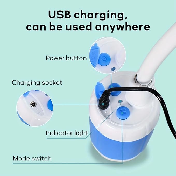 Portable Camping Shower Pump Portable Camping Shower with Adjustable Flow Rechargeable Outdoor Camp Shower Pump with Digital Display for Camping Hiking Traveling RV (Blue)