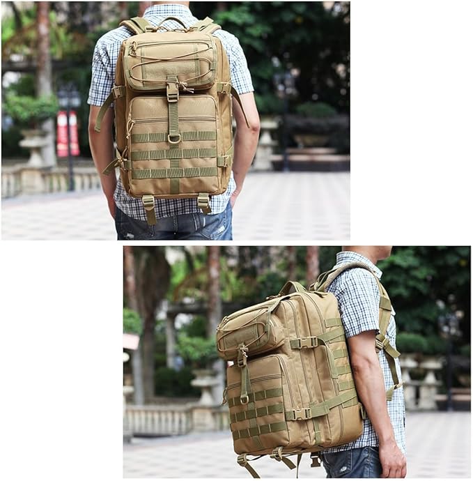 45L Military Tactical Backpack Large Army 3 Day Assault Pack Molle Army Bag Rucksack Hiking Treeking (Black)