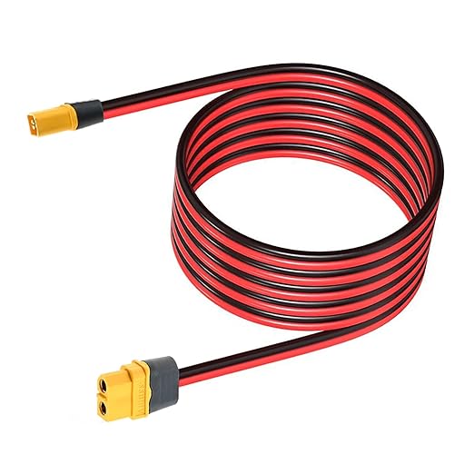 10AWG XT60 Extension Cable 20FT Heavy Duty Tinned Copper Wire XT60 Integrated Cable with Male to Female Connector for RC Battery Solar Panel Portable Power Station