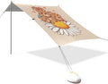 Cute Bears on Daisy Beach Tent Sun Shelter Set UPF50+ UV Protection 10.5 x 9.19 FT Camping Shade Canopy with Sandbags Sand Anchors Carrying Bag and Others