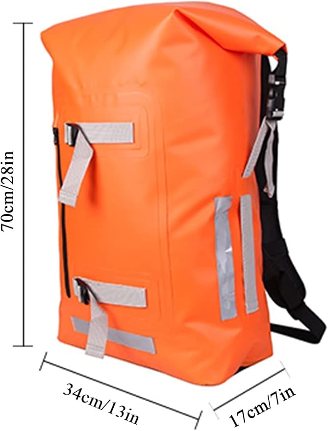 Waterproof Dry Bag 40L Roll Top Lightweight Dry Storage Bag Backpack with Exterior Zippered Pocket for Travel