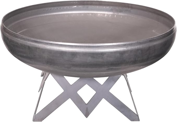 Ohio Flame - 30 Liberty Fire Pit with Angular Base (Made in USA) - Natural Steel Finish