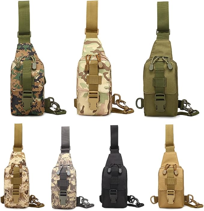 EDC Shoulder Bag Chest Pack Single Shoulder Messenger Tactical Military Bag Sport Backpack Hiking Daypack Men Women (Black)