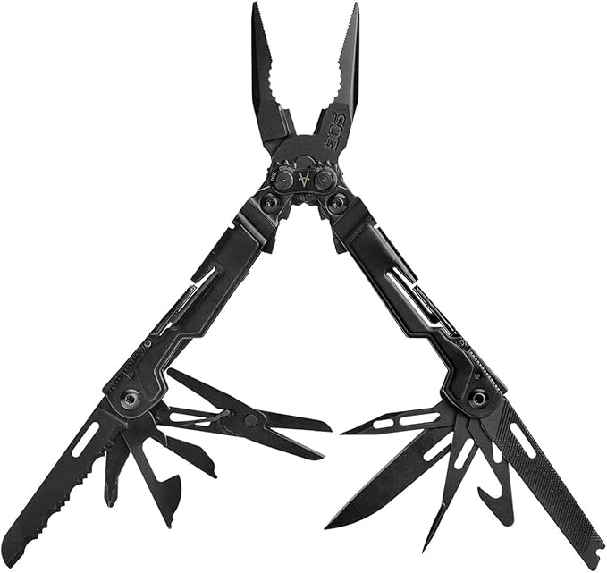 SOG 18-Tool PowerPint Mini Compact Stainless Steel Multi-Tool &amp 18.25 Folding Survival Shovel with Saw Edge and Carry Case