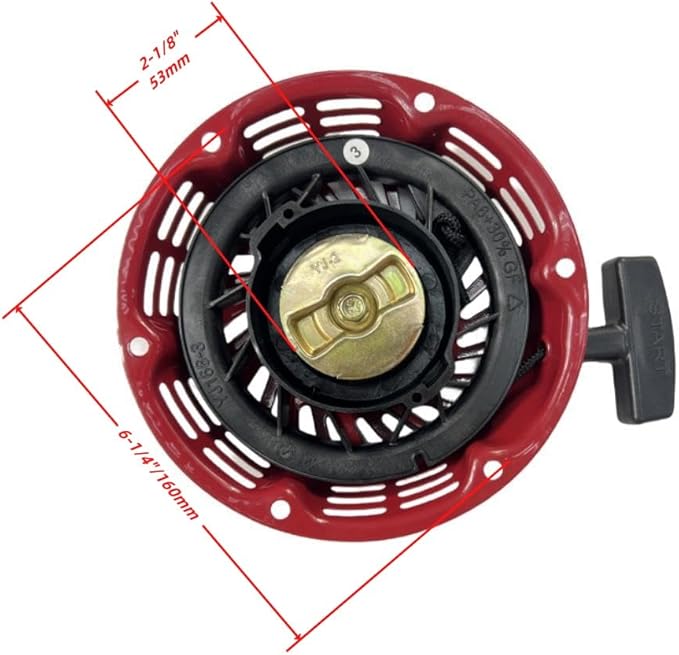 Recoil Starter with Handle and Bolts - Replacement for Predator Inverter Generators 4550-Watt Surge 3650W Running (SKU# 59192 59189 59303)