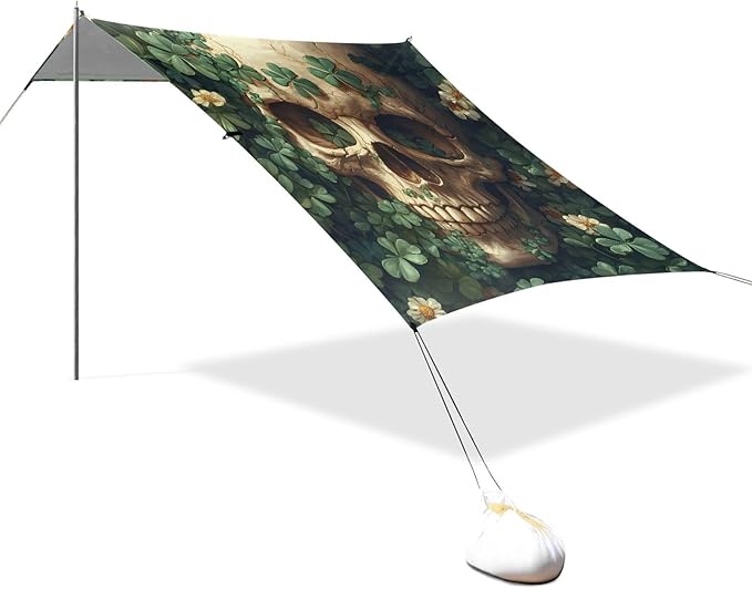ALAZA Skull Leaf Beach Tent Sun Shelter Portable Canopy Sunshade for Outdoor Camping Picnics Backyard Fun 10x9 ft