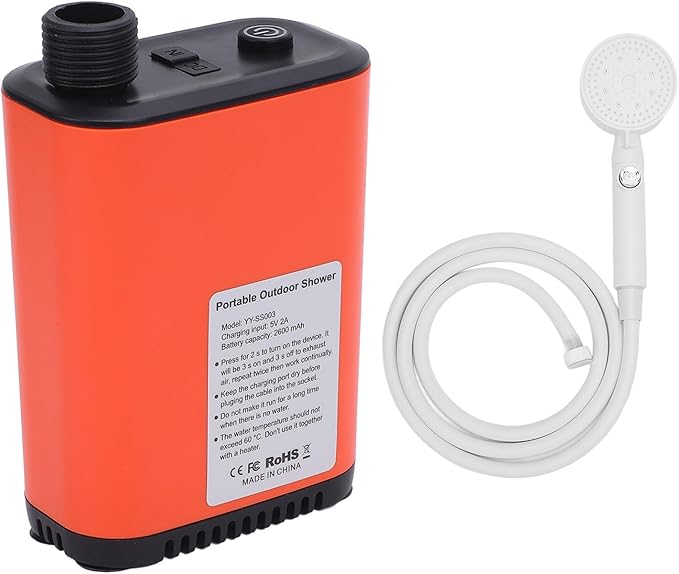 AYNEFY Portable Camping Shower Set – Rechargeable 2600mAh Battery Outdoor Shower for Camping Hiking &amp RV Use ABS Material Compact Waterproof Travel Shower System