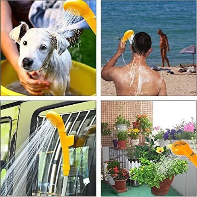 SIXRUN Portable Outdoor Shower Rechargeable Camping Shower with Water Proof Battery and Built in Filter 2m Water Pipe 4m Wire with Hook
