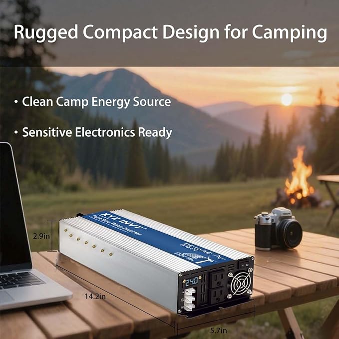 3500W Pure Sine Wave Inverter DC 12V to AC 110V 120V Power Inverter with Dual AC Outlets &amp Hardwire Terminal &amp LED Display for SolarHome Backup PowerOutdoor Over 90% Efficiency