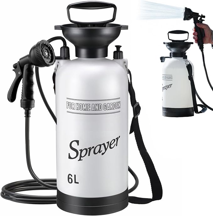 Portable Camping Shower 6L Portable Shower with 10 Modes Sprayer Head and 9.84ft Hose for Garden Picnic Hiking Beach Car Cleaning Camping