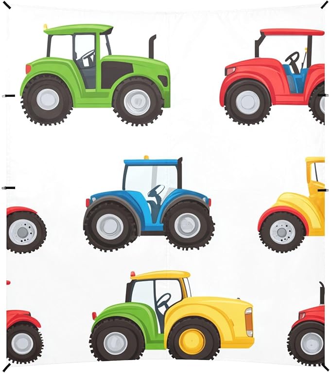 ALAZA Cute Colorful Farm Tractors Beach Tent Sun Shelter Portable Canopy Sunshade for Outdoor Camping Picnics Backyard Fun 10x9 ft