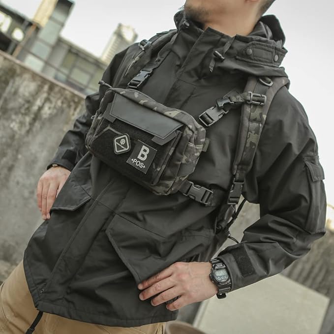 PAZAGUILA Action Chest BagUtility Chest Pack H-harness Bag Laser Molle Cutting and Elastic Magazine Inner Pouch Design