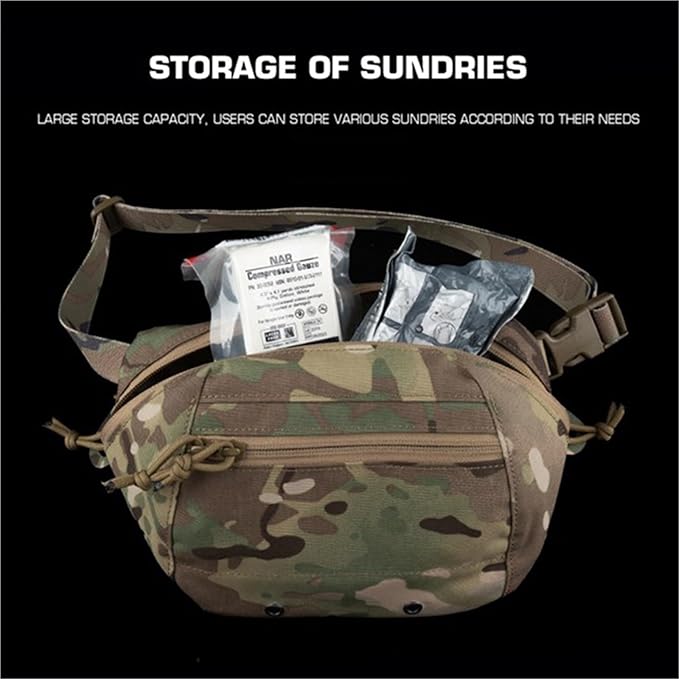 Tactical Outdoor Waist Pack Durable Fabric Crossbody Bag for Hunting Essentials Team Storage(BCP)