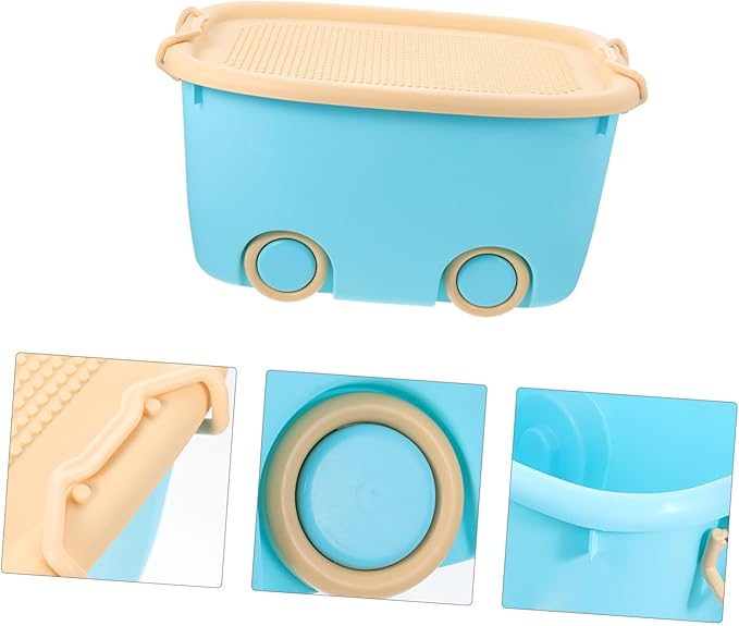 Kisangel Toy Storage Container with Wheels Boy Girl's Toy Organizer Sundries Storage Box for Boys and Girls Design Easy to Move Versatile Use Playroom Nursery