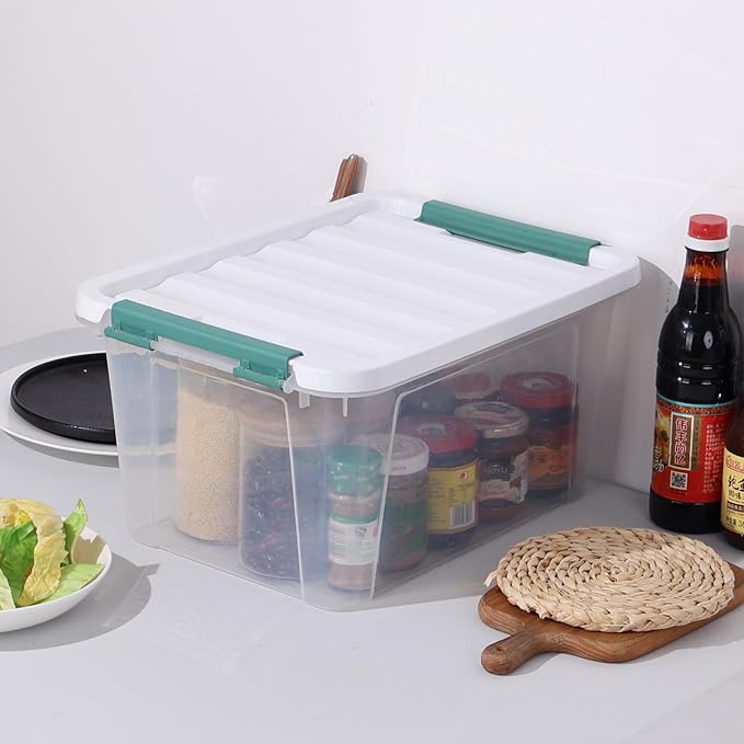 20 Quart Clear Storage Latch Box Set of 6 Plastic Storage Containers with Lids