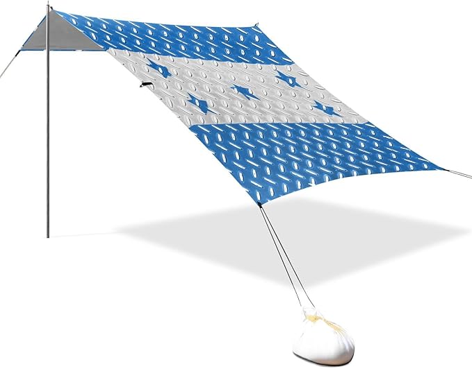 Honduras Flag Honduran National Blue Beach Cabana UPF50+ Lightweight Portable Sun Shelter with Sand Shovel for Camping Picnics Backyard &amp Fishing