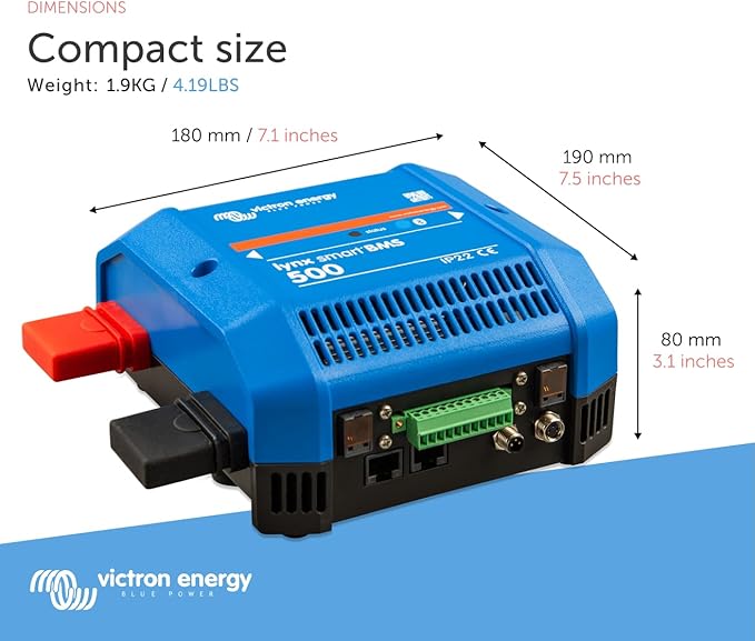 Victron Energy Lynx Smart BMS 500 M8 – Battery Management System for Smart Lithium Batteries Bluetooth Monitoring 500A Shunt Pre-Charge Contactor Blue