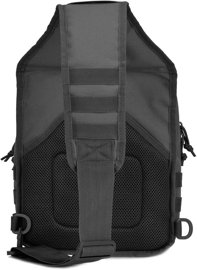 REEBOW GEAR Tactical Sling Bag Pack w/Gun Holster Small Military Rover Shoulder Sling Pack Molle Assault Range Bag Everyday Carry Diaper Bag (Style 07-Black)