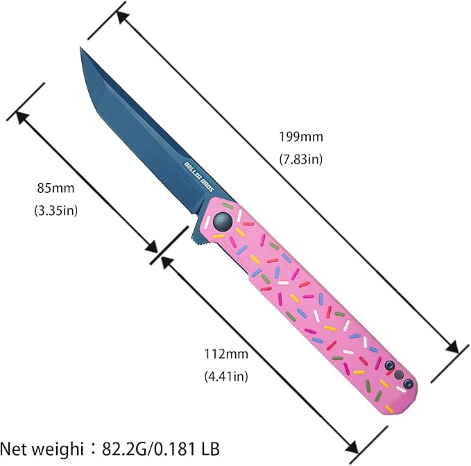 BELLIA BORS EDC Donut Folding Pocket Knife D2 Steel Blade with Anti-slip Handle Pocket Clip Outdoor Camping Hunting Fishing