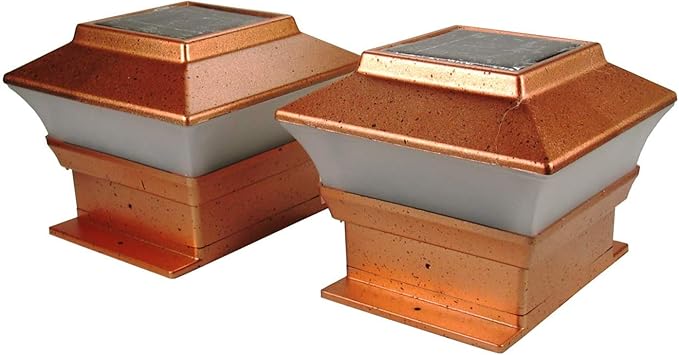 8 Pack Solar Powered Copper Outdoor Garden Deck Patio Fence Pathway Post Light (PL244A Copper - 2 SMD LED)