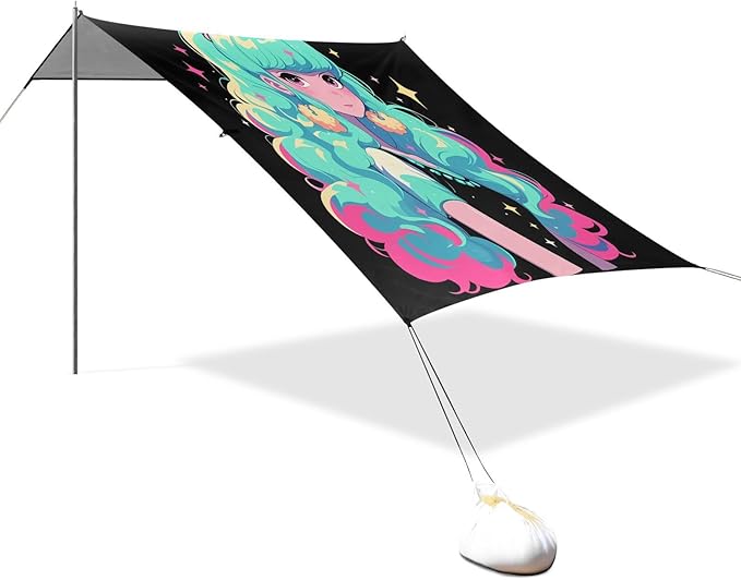 Beauty Alpaca Foldable Beach Tent UPF50+ Water-Resistant Shade Sun Shelter with Sand Shovel for Camping Picnics Backyard