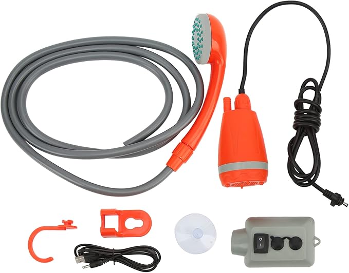 Portable Camping Shower Universal DC3.7V USB Rechargeable Camping Shower Kit for RV Yacht Car Built in 2000mAh Rechargeable Battery