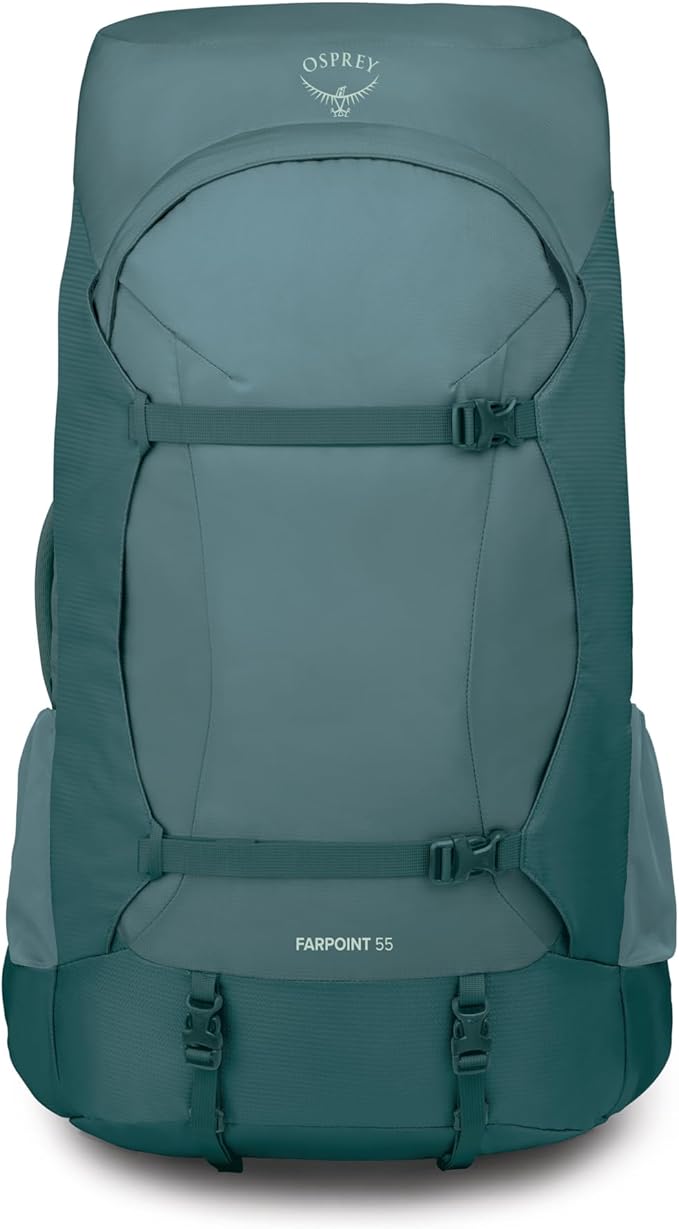 Osprey Farpoint Trek 55L Men's Travel Backpack - Hybrid Backpacking &amp Travel Bag with Internal Organization Cascade Blue/Torrent Blue
