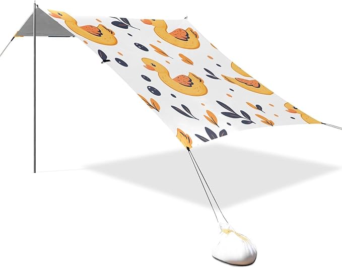 ALAZA Flower Duck Pattern Beach Tent Sun Shelter Portable Canopy Sunshade for Outdoor Camping Picnics Backyard Fun 10x9 ft