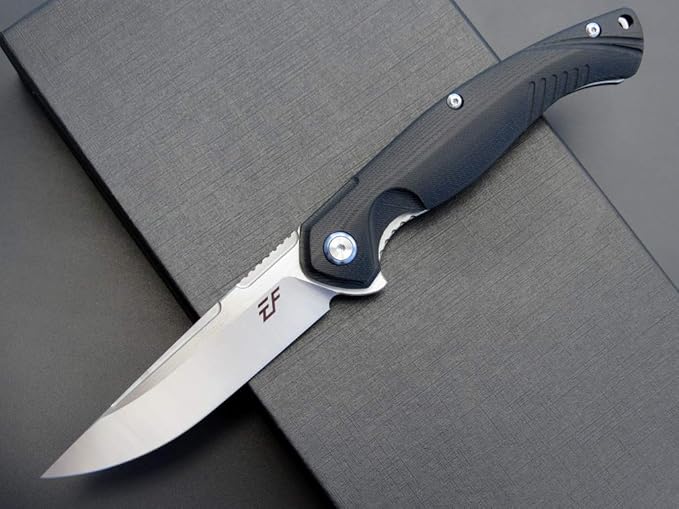 Eafengrow EF953 Pocket Folding Knife G10 Handle D2 BladeEDC Tool Knife for Outdoor Camping Hiking (Black)