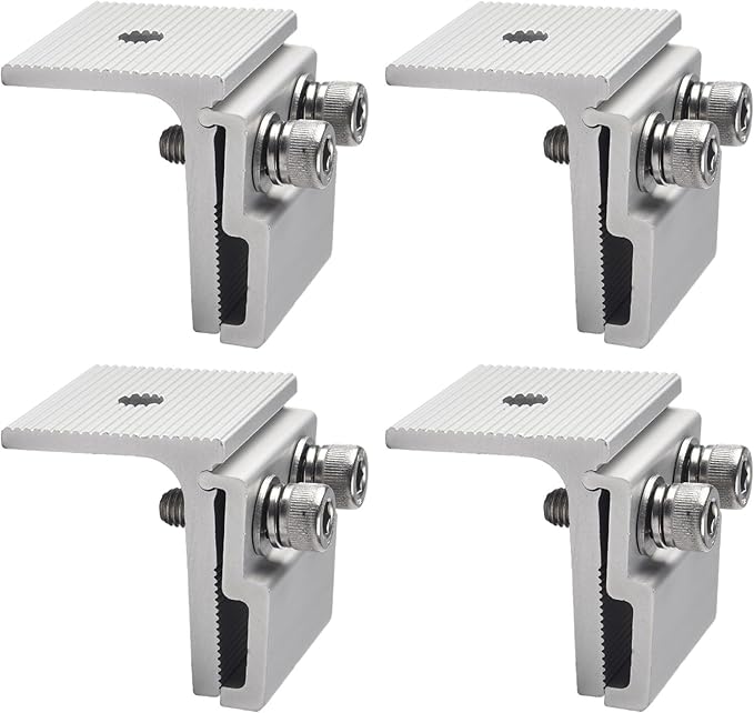 4Pcs Solar Panel Mounting Standing Seam Clamp Aluminum Roof Mount Bracket Pre-Assembled Standing Seam Roof Clamp For Solar Panel Mounting Bracket Hardware For Rooftop Photovoltaic Installation