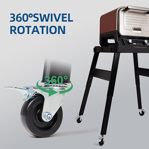 3 Inch Caster Wheels for Ninja XSKUNSTAND Outdoor Stand Grill Accessories with Brake 360 Degree Silky Swivel 4 Pack Wheel Kit for Ninja Woodfire Outdoor Grill/Pizza Oven Stand (Casters Only)