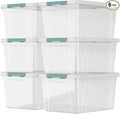 6-Pack Clear Plastic Storage Organizer Bins with White Lids 35 Quart Stackable Container Boxes for Bedroom Bathroom Garage and Office Organization