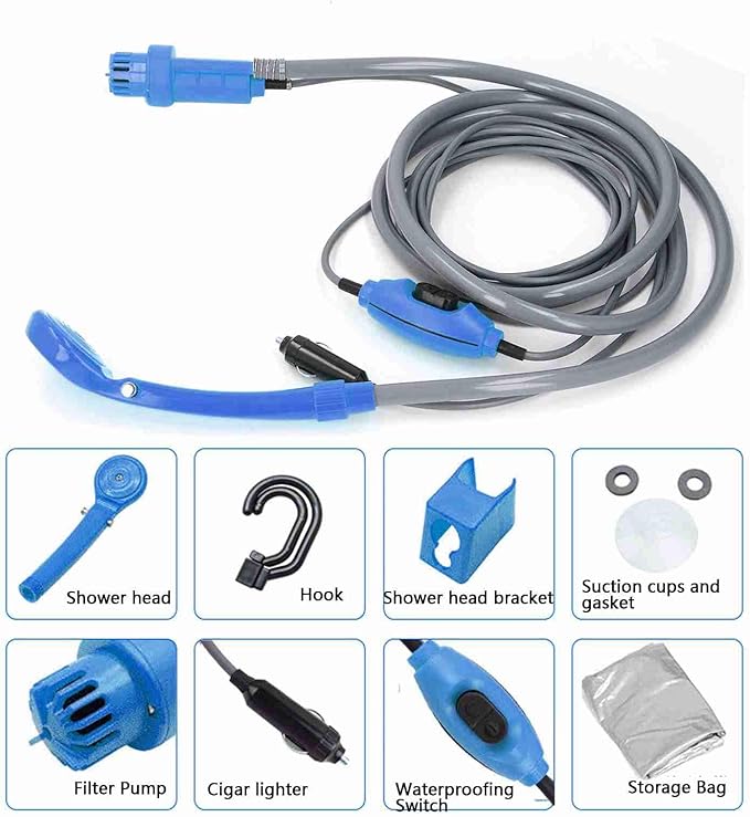 Car Shower36w Outdoor Portable Vehicle Mounted Shower Kit for CampingTravelHikingCar WashingPet Bath78.7in
