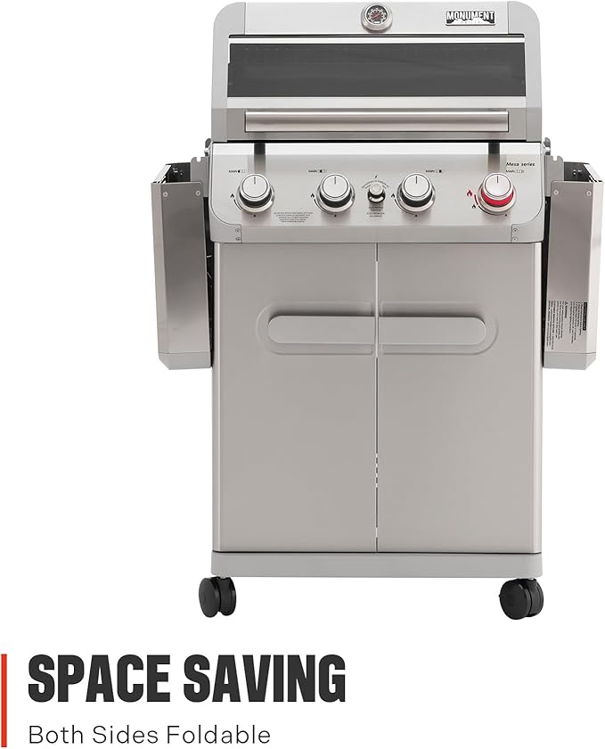 Monument Grills 4 Burner Propane Gas Grill Stainless Steel Outdoor Patio Barbecue Grill with Broil Zone Fast Heating Knob Control and Easy Cleanup M410MBZ