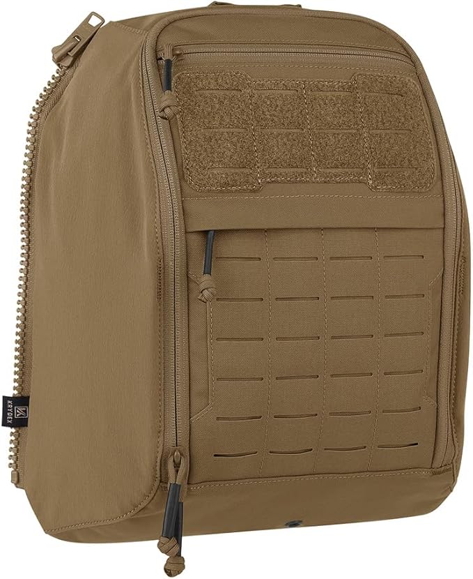 KRYDEX Tactical Zip-on Back Panel for Scarab Vest MOLLE Helmet Backpack with Hydration Bladder Holder (CB)