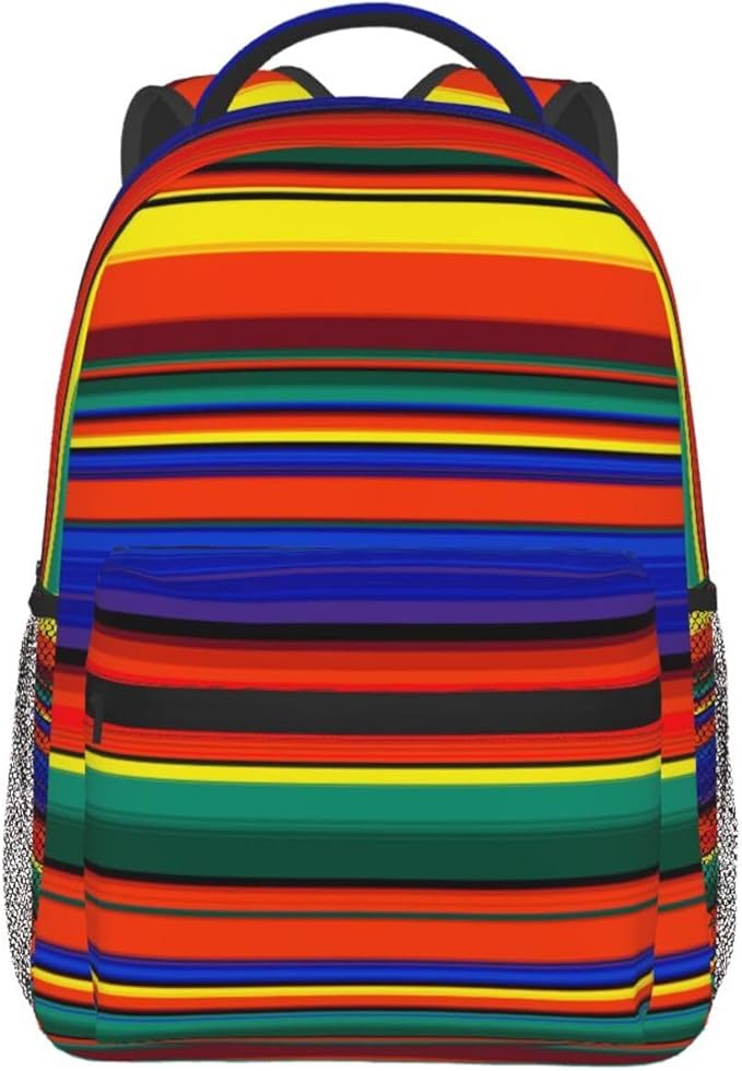 Mexican Serape Backpack Multipurpose Shoulder Bag Capacity Gym Outdoor Hiking Travel Camping Gym Daypack 16in