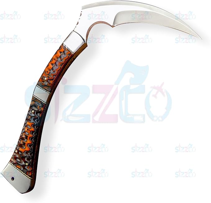 Beautiful Custom Hand-Forged D2 Steel Mirror Polished Blade Hunting Camping Tomahawk Axe with Leather Sheath Full Tang Fixed Blade Knife Ideal Gift for Birthday &amp Anniversary