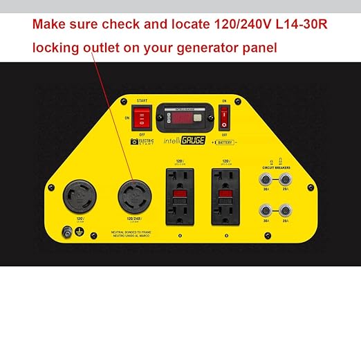 30 Amp Generator to House Hook-up Kit for Square D Homeline 150/200/225 Amp Load Center Including Generator CordPower Inlet BoxPanel Interlock Kit and Circuit Breaker (15 Ft Gen Cord)