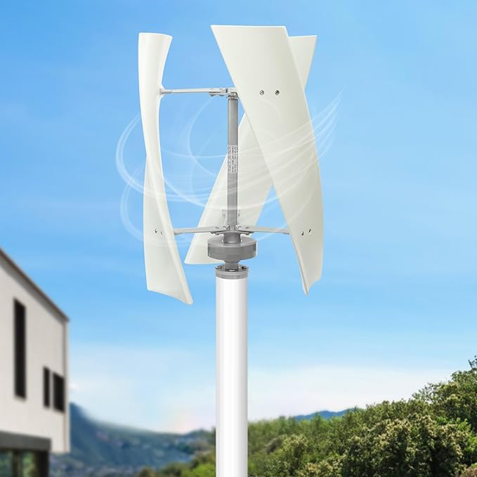 100W Vertical Axis Wind Turbine Generator Permanent Magnet Generator with Intelligent Controller Low Noise Helical Design Windmill for Home Boats Street Lighting (12V100WStyle 4 White)