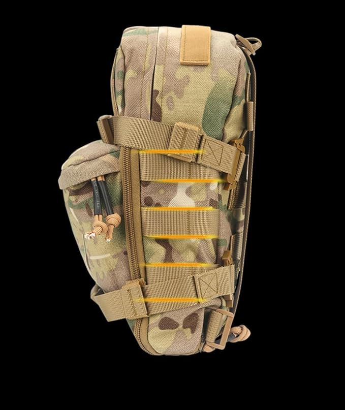 Tactical accessory bag suitable for hiking running mountaineering and bicycle bag lightweight strapless accessory backpack 12.2 x 9.05 x 4.33 inches multiple pockets with magic stickers