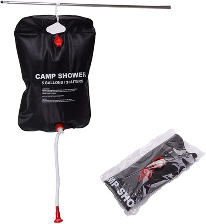 Portable (Hot Hot) Folding PVC Sports Wild Wild Cat Shower Bag Travel Bath Water Bottle Outdoor Bath Bag (Color : Black Three-Layer Strap Type) (Green Three)