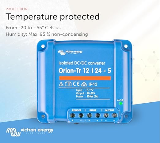 Victron Energy Orion-Tr DC to DC Converter - 12/24-Volt 5 amp 120-Watt - IP43 Protected - for Dual Battery Systems - Isolated